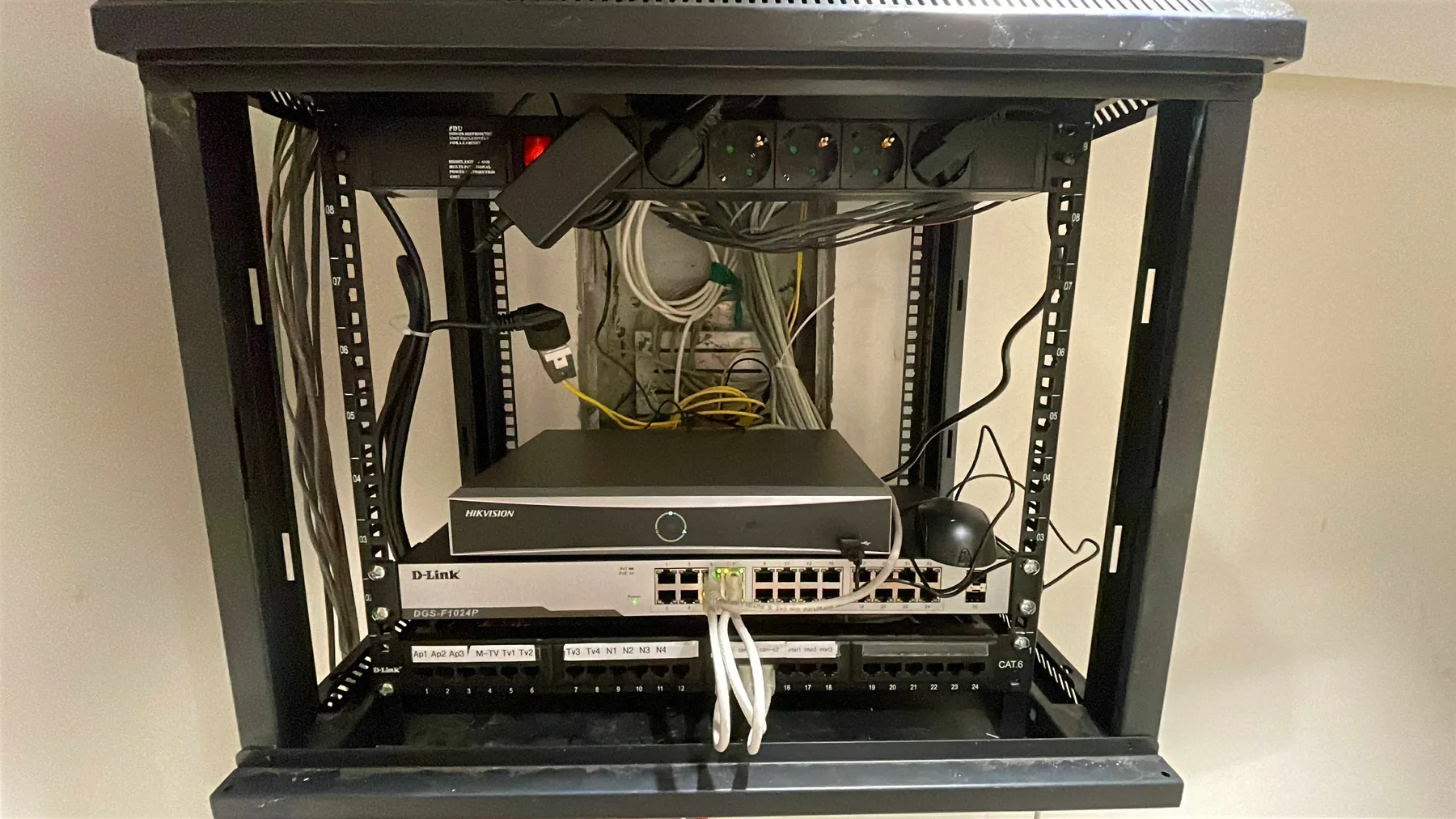 Completed network rack and structured cabling